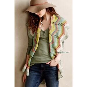 New ANTHROPOLOGIE ROSIE NEIRA XS S Unni Chevron Colorful Cardigan Knit Vest